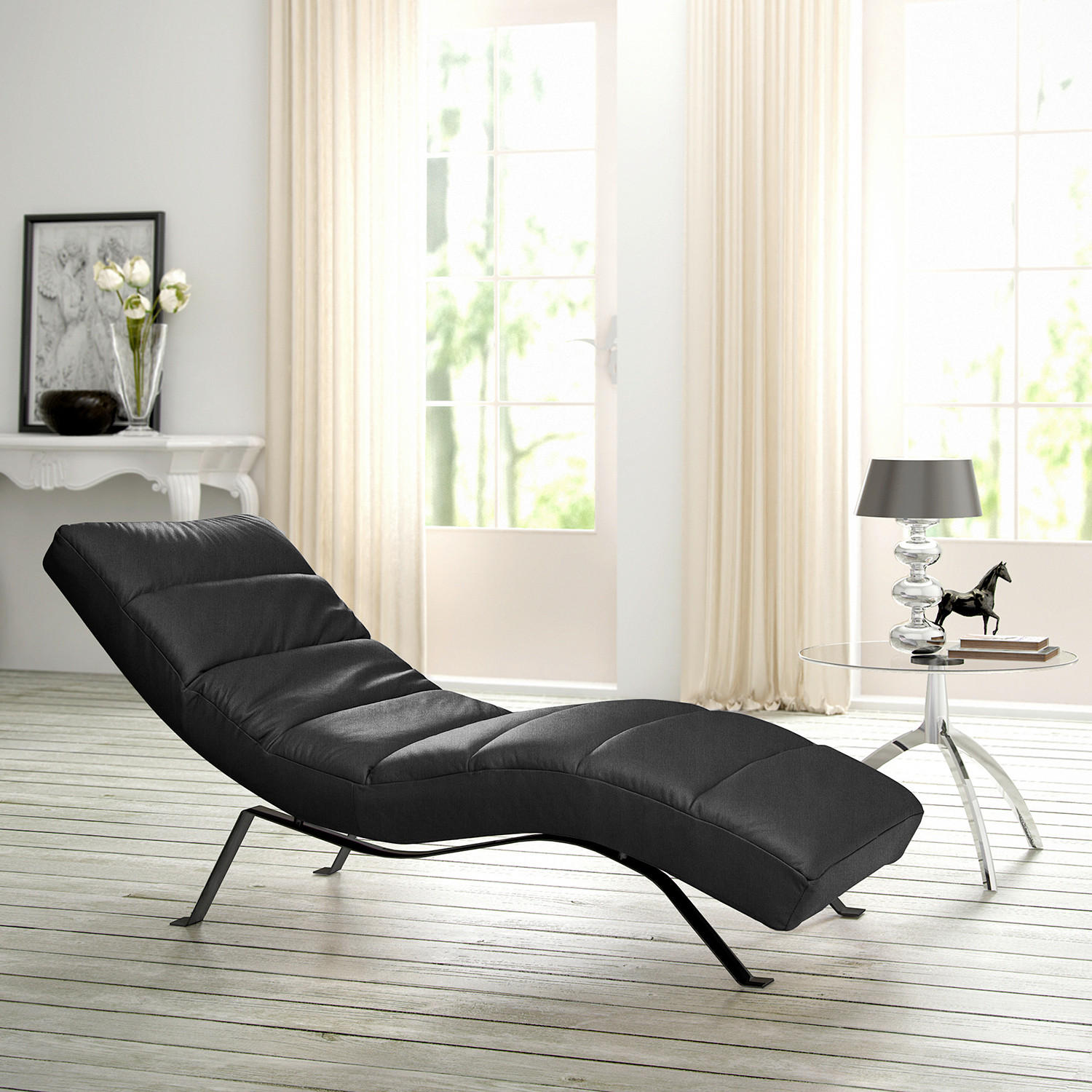 Livetastic Relaxliege Schwarz 65x65-95x171 cm