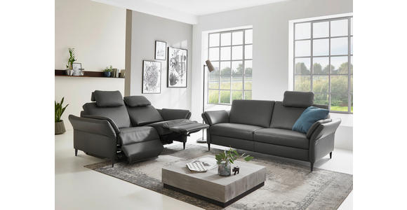 3-SITZER-SOFA Echtleder Anthrazit, Schwarz  - Anthrazit/Schwarz, Design, Leder/Metall (190/84/99cm) - Dieter Knoll