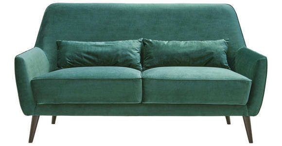 3-SITZER-SOFA in Mikrofaser Dunkelgrün  - Dunkelgrün/Schwarz, Trend, Holz/Textil (160/86/80cm) - Carryhome