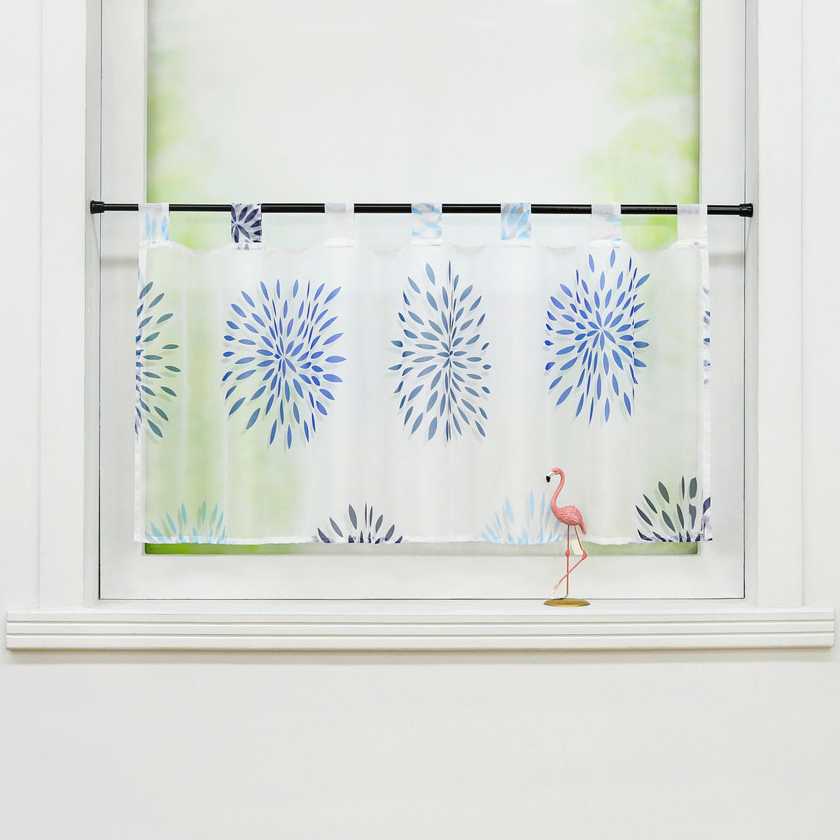 SCHEIBENGARDINE   120/45 cm   - Weiß/Hellblau, Basics, Textil (120/45cm)