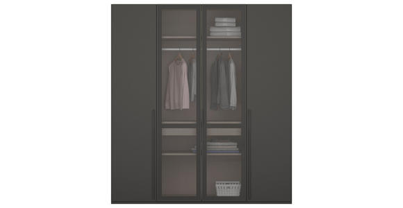DREHTÜRENSCHRANK in Graphitfarben, Grau - Graphitfarben/Grau, Trend, Glas/Holzwerkstoff (201/223/60cm) - Novel