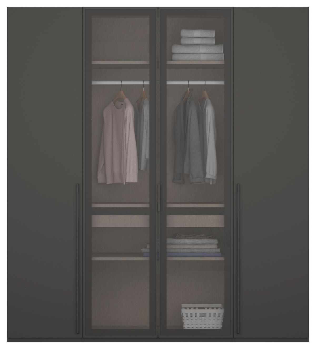 DREHTÜRENSCHRANK 201/223/60 cm 4-türig Graphitfarben, Grau  - Graphitfarben/Grau, Trend, Glas/Holzwerkstoff (201/223/60cm) - Novel