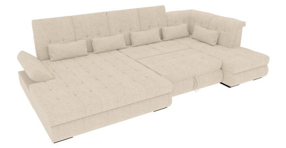 WOHNLANDSCHAFT  in Struktur Perlmutt  - Perlmutt/Schwarz, KONVENTIONELL, Kunststoff/Textil (191/363/212cm) - Carryhome