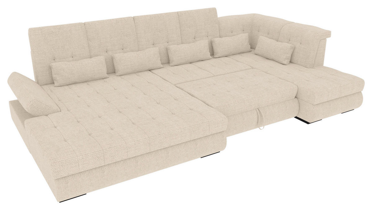 WOHNLANDSCHAFT Perlmutt Struktur  - Perlmutt/Schwarz, KONVENTIONELL, Kunststoff/Textil (212/358/222cm) - Carryhome