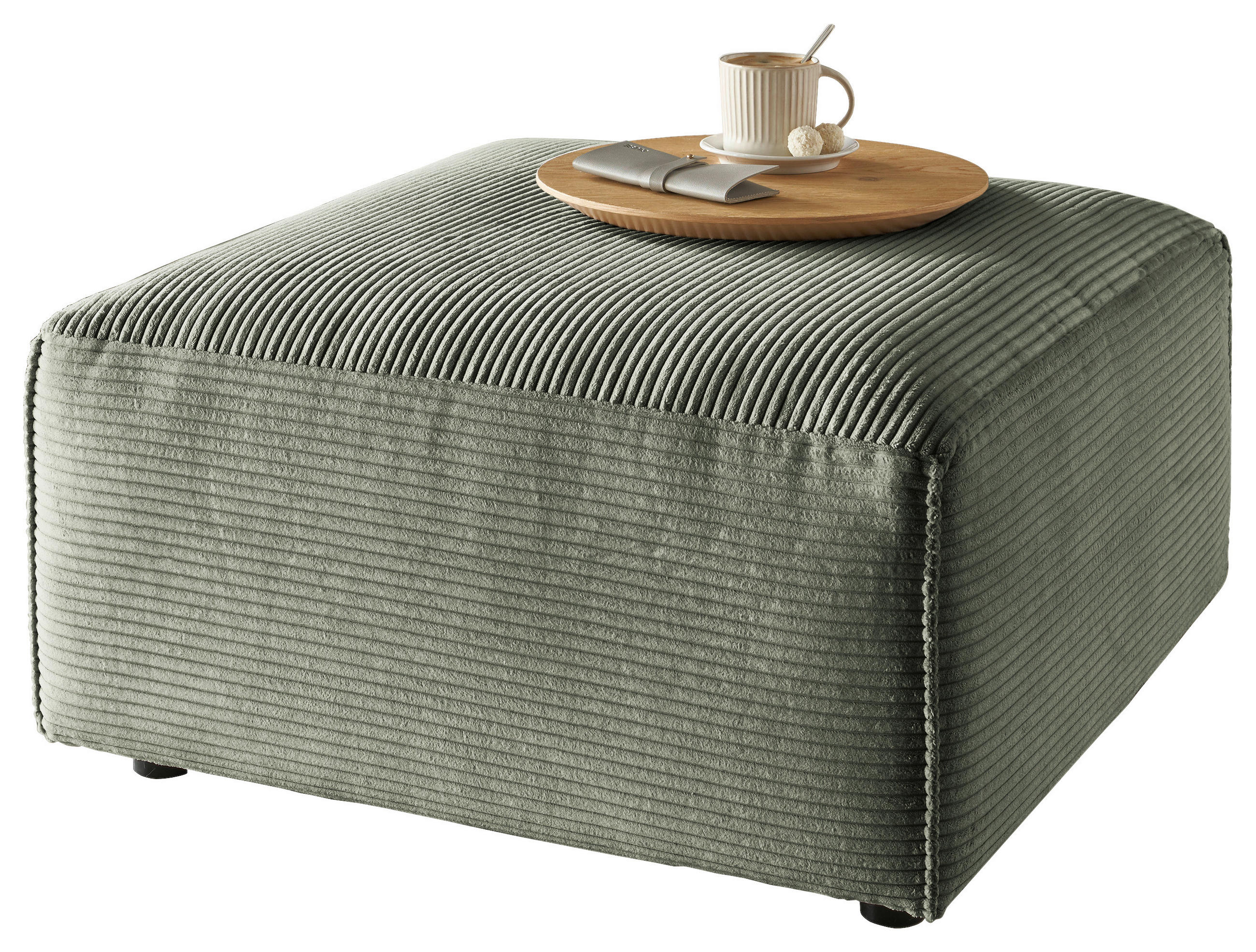 HOCKER Cord Grün  - Schwarz/Grün, Design, Kunststoff/Textil (80/71/80cm) - Pure Home Lifestyle