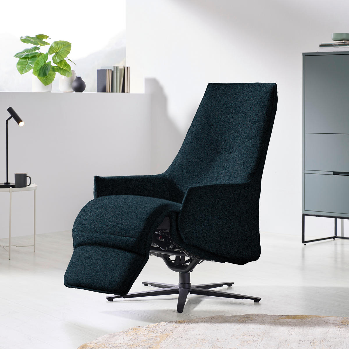 RELAXSESSEL in Textil Dunkelblau  - Anthrazit/Dunkelblau, Design, Textil/Metall (70/112/85cm) - Himolla Komfortklass