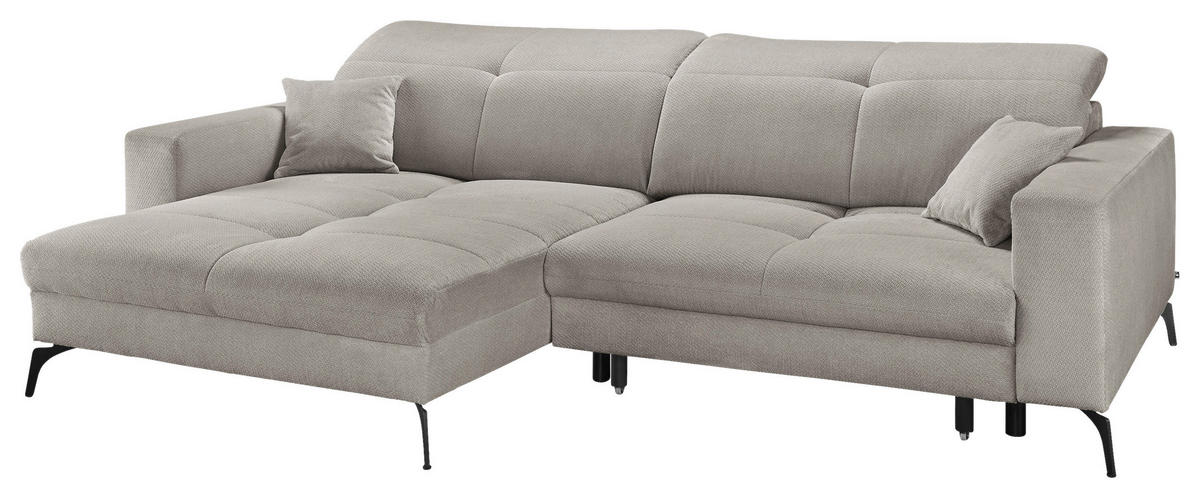 ECKSOFA Hellgrau Webstoff  - Hellgrau/Schwarz, KONVENTIONELL, Textil/Metall (180/285cm) - SetOne by Musterring