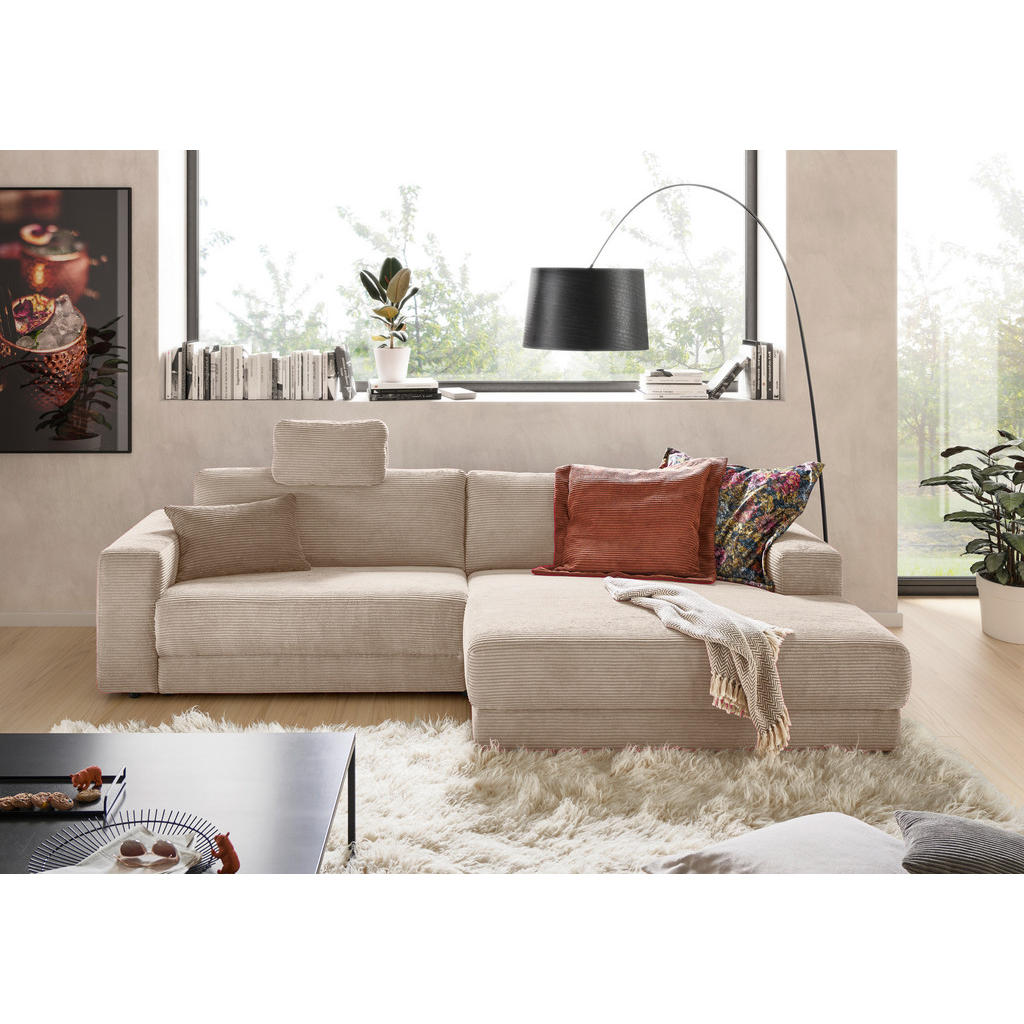 Thumbnail - Pure Home Lifestyle Ecksofa, Taupe, Textil, 4-Sitzer, Ottomane rechts, L-Form, 296x168 cm, Blauer Engel, Goldenes M, Oek...