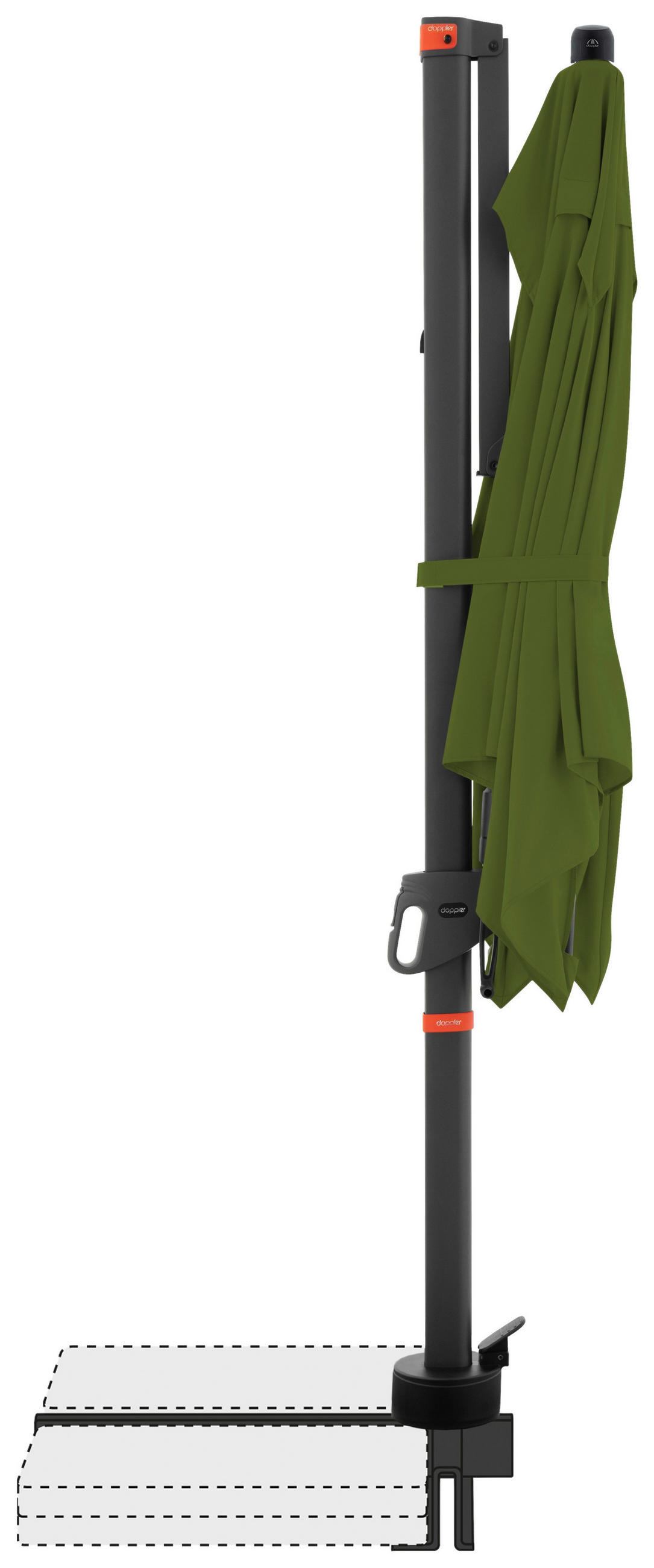 AMPELSCHIRM 210x210 cm  - Anthrazit/Grün, Basics, Textil/Metall (210/210cm) - Doppler