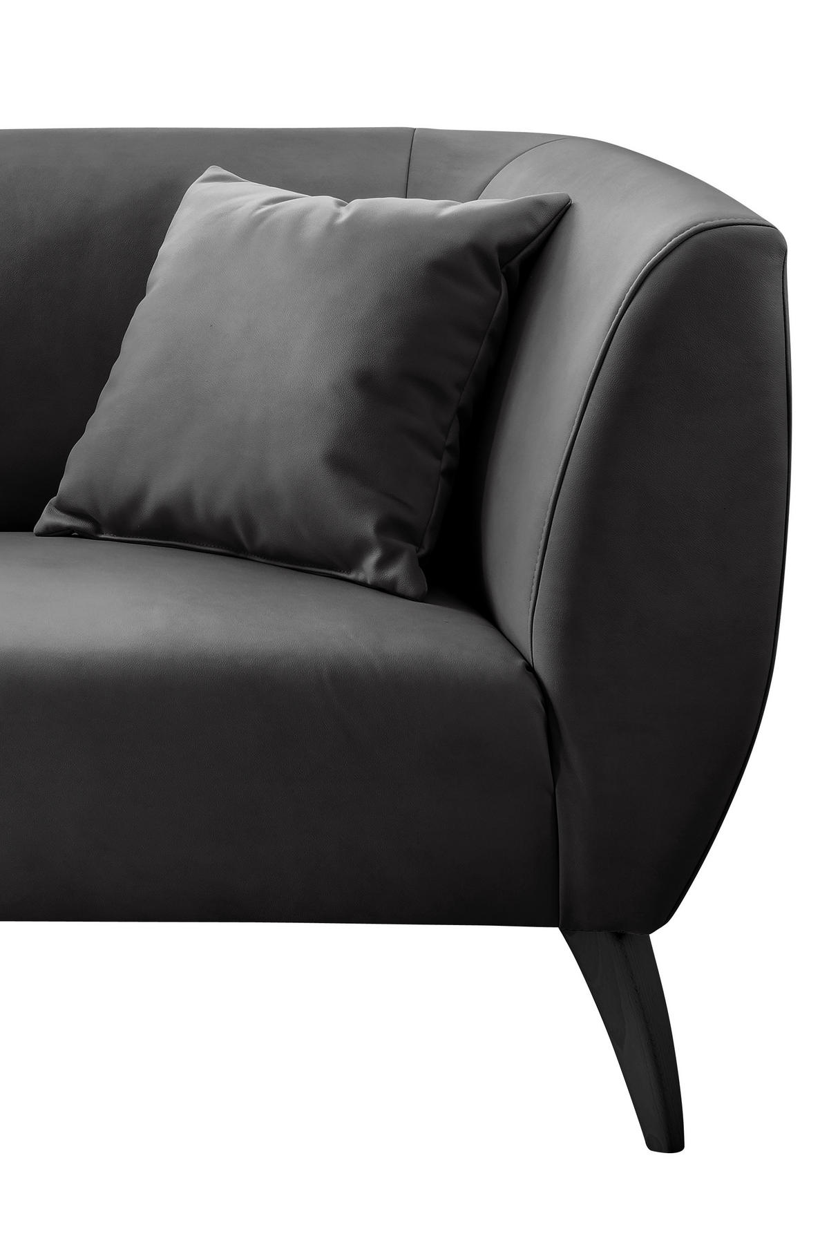 2-SITZER-SOFA in Lederlook Schwarz  - Schwarz, Modern, Holz/Textil (172/83/88cm) - Livetastic