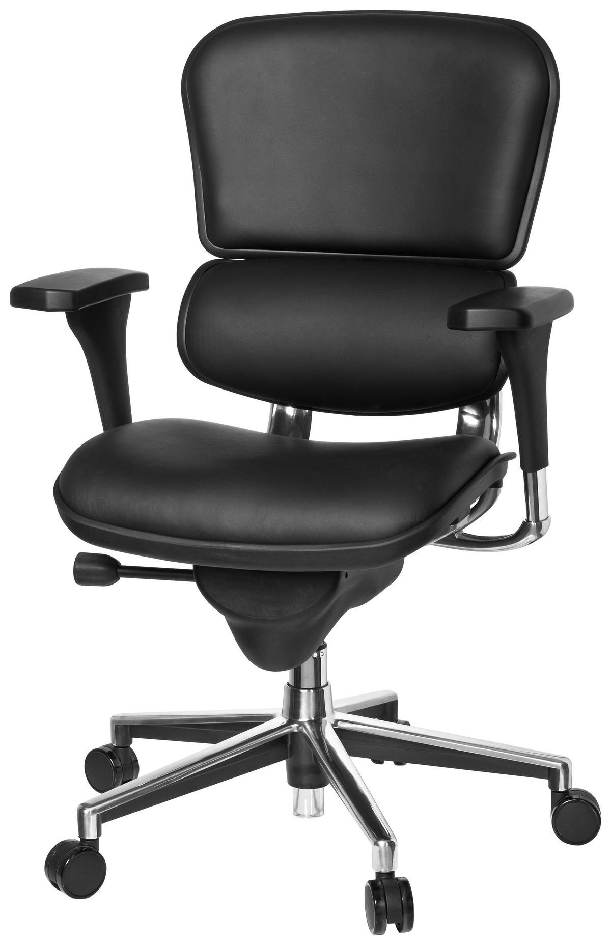 DREHSTUHL Lederlook Schwarz  - Chromfarben/Schwarz, MODERN, Leder/Kunststoff (61/120/48cm) - MID.YOU