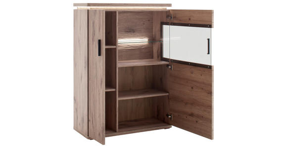 HIGHBOARD Eiche dunkel  90/124/38 cm  - Eiche dunkel/Anthrazit, KONVENTIONELL, Glas/Holzwerkstoff (90/124/38cm) - Cantus