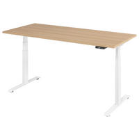 SCHREIBTISCH 180/80/64,5-129,5 cm Weiß, Eichefarben elektrisch höhenverstellbar  - Eichefarben/Weiß, KONVENTIONELL, Holzwerkstoff/Metall (180/80/64,5-129,5cm) - Venda