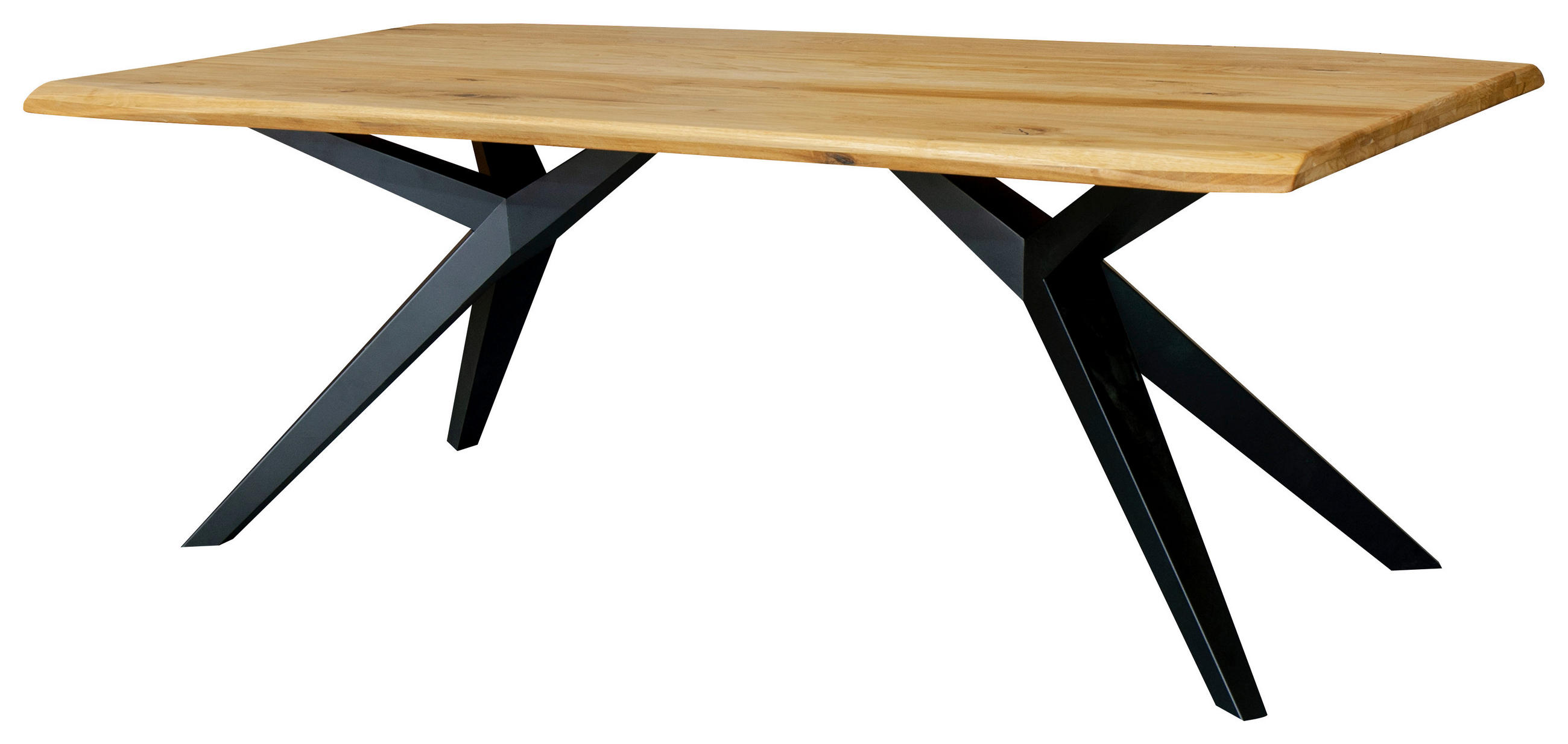 ESSTISCH 200/100/75 cm Wildeiche massiv Holz Wildeiche rechteckig - Wildeiche/Schwarz, KONVENTIONELL, Holz/Metall (200/100/75cm) - Livetastic