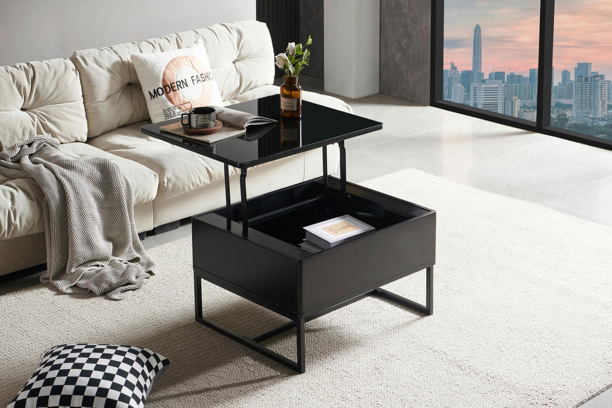 COUCHTISCH in Metall 70/40,5-65,5/60 cm  - Schwarz, Design, Metall (70/40,5-65,5/60cm) - Livetastic