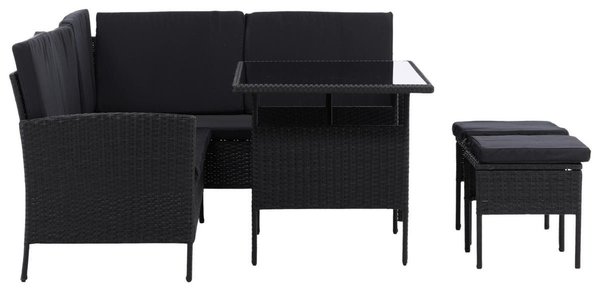 DINING-LOUNGESET  - Schwarz, KONVENTIONELL, Kunststoff - Gardenson