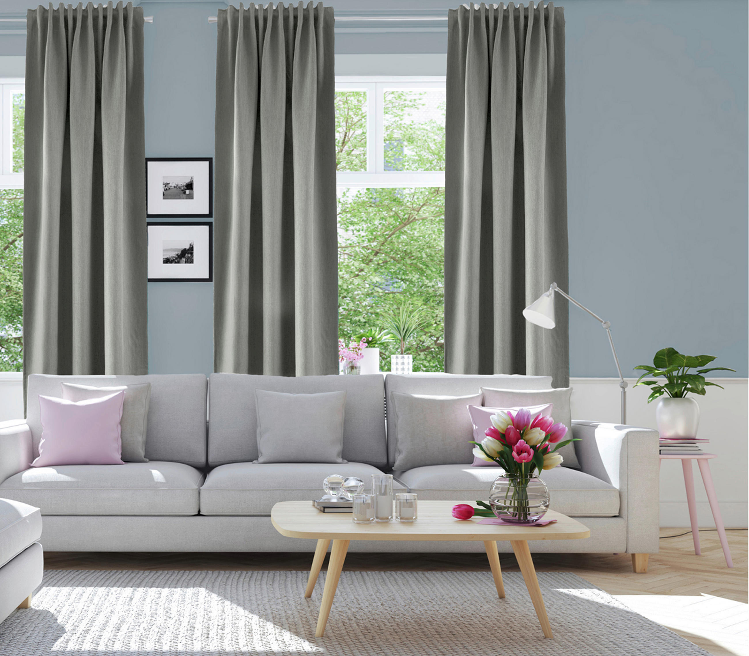 WÄRMESCHUTZVORHANG Verdunkelung - Grau, Basics, Textil (140/245cm)