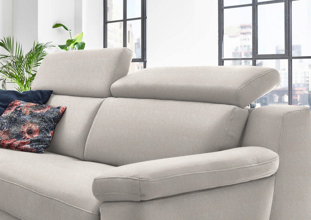 3-SITZER-SOFA in Chenille Ecru  - Ecru/Schwarz, Design, Textil/Metall (230/104/104cm) - Valdera