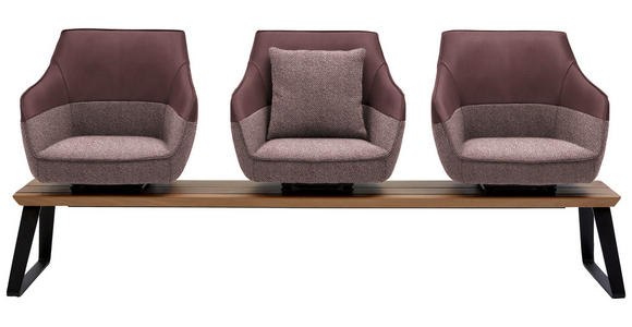 SITZBANK 210/87/67 cm in Rosa, Weiß - Beige/Schwarz, Design, Leder/Holz (210/87/67cm) - Ambiente
