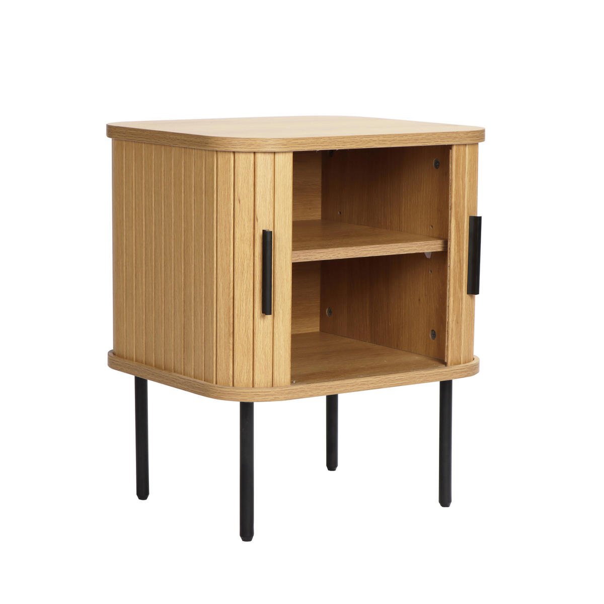 NACHTTISCH 45/55/40 cm  - Schwarz/Naturfarben, Design, Holzwerkstoff/Metall (45/55/40cm) - Livetastic