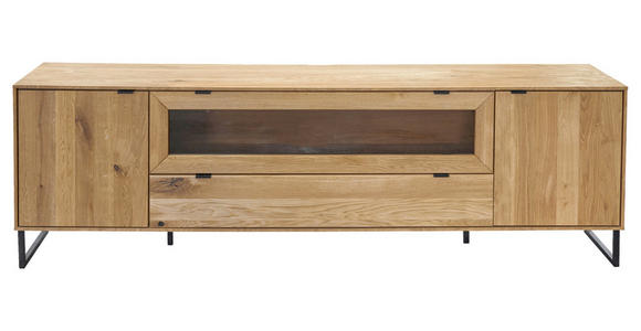 TV-ELEMENT Eichefarben  212/66,4/45 cm  - Eichefarben/Schwarz, Natur, Glas/Holz (212/66,4/45cm) - Carryhome