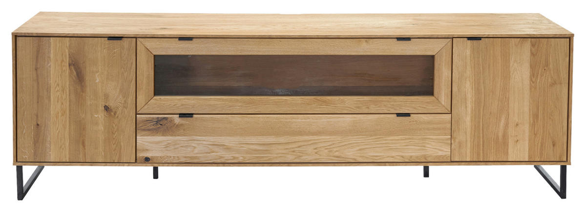 TV-ELEMENT Eichefarben  212/66,4/45 cm  - Eichefarben/Schwarz, Natur, Glas/Holz (212/66,4/45cm) - Carryhome