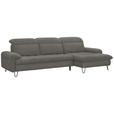 ECKSOFA in Webstoff Grau  - Schwarz/Grau, LIFESTYLE, Textil/Metall (310/180cm) - Valnatura