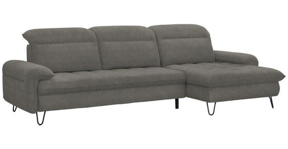 ECKSOFA in Webstoff Grau  - Schwarz/Grau, LIFESTYLE, Textil/Metall (310/180cm) - Valnatura