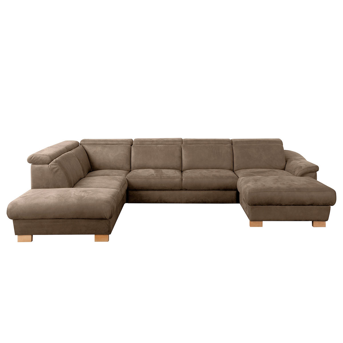 WOHNLANDSCHAFT Mikrofaser Braun  - Naturfarben/Braun, Design, Holz/Textil (273/347/238cm) - Livetastic