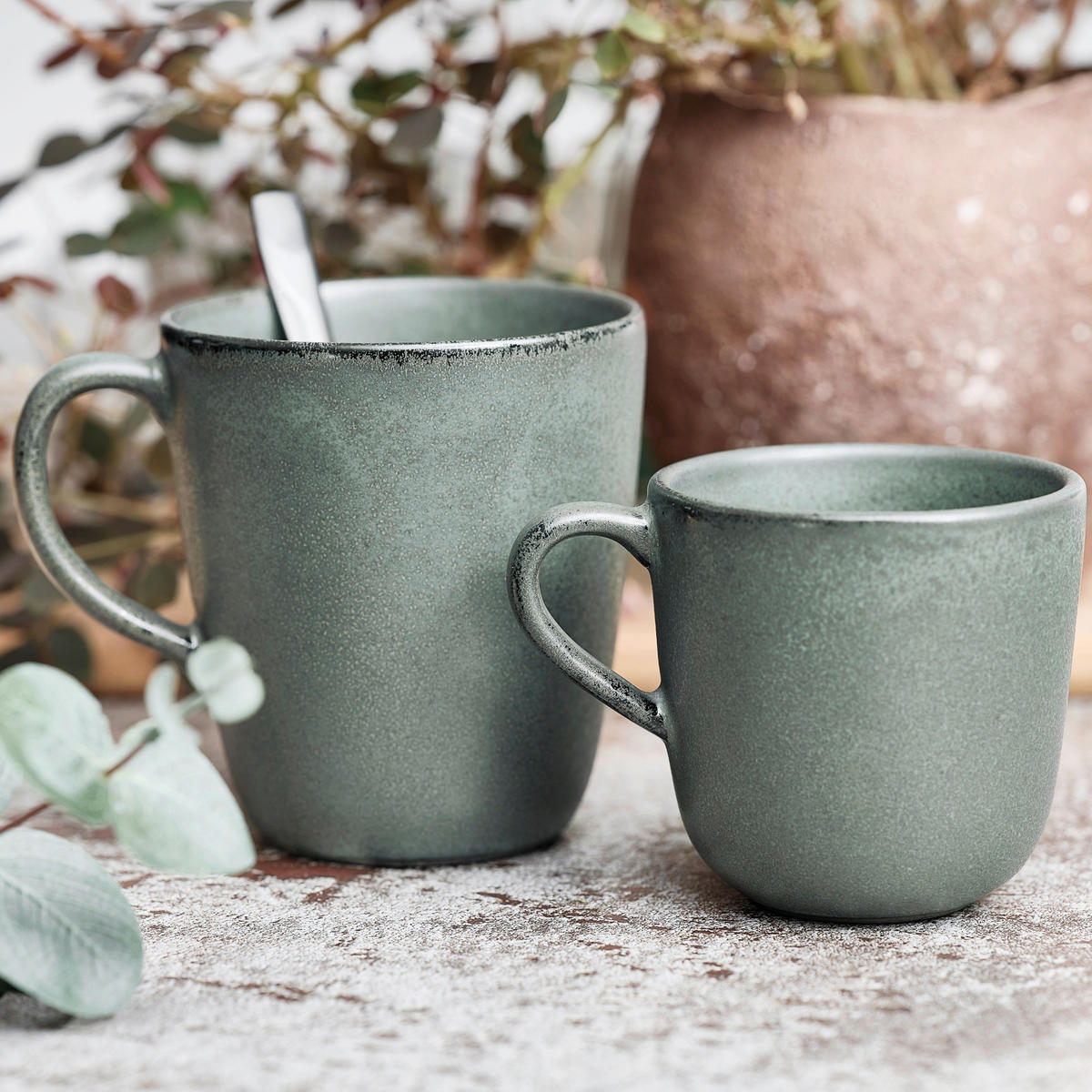 KAFFEEBECHERSET RAW 6-teilig  - Jadegrün, Basics, Keramik (200ml) - Aida