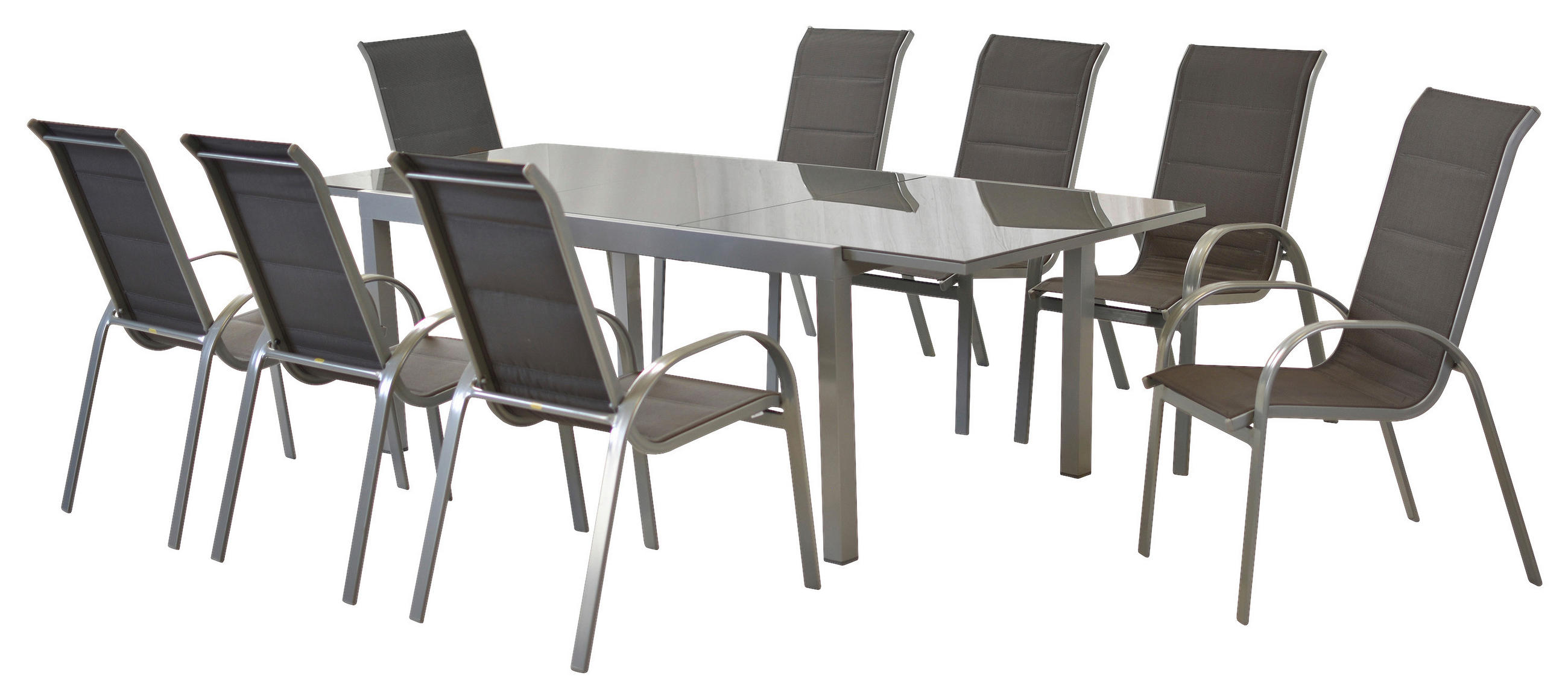 GARTENSET 9-teilig Aluminium 9-teilig  - Anthrazit/Silberfarben, MODERN, Textil/Metall - Gardenson