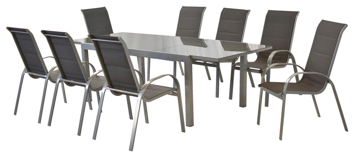 GARTENSET 9-teilig  - Anthrazit/Silberfarben, MODERN, Textil/Metall - Gardenson