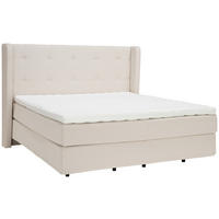 BOXSPRINGBETT 180/200 cm  in Beige  - Beige/Schwarz, KONVENTIONELL, Holz/Textil (180/200cm) - Jensen