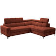 ECKSOFA in Struktur Dunkelorange  - Dunkelorange/Schwarz, MODERN, Textil/Metall (254/212cm) - Carryhome