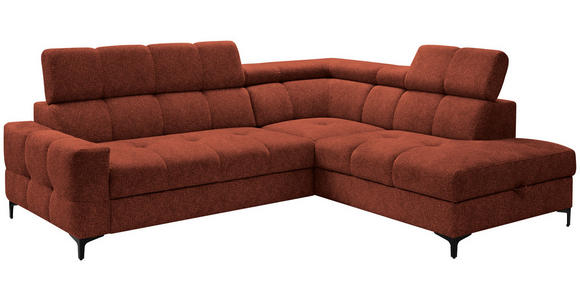 ECKSOFA in Struktur Dunkelorange  - Dunkelorange/Schwarz, MODERN, Textil/Metall (254/212cm) - Carryhome