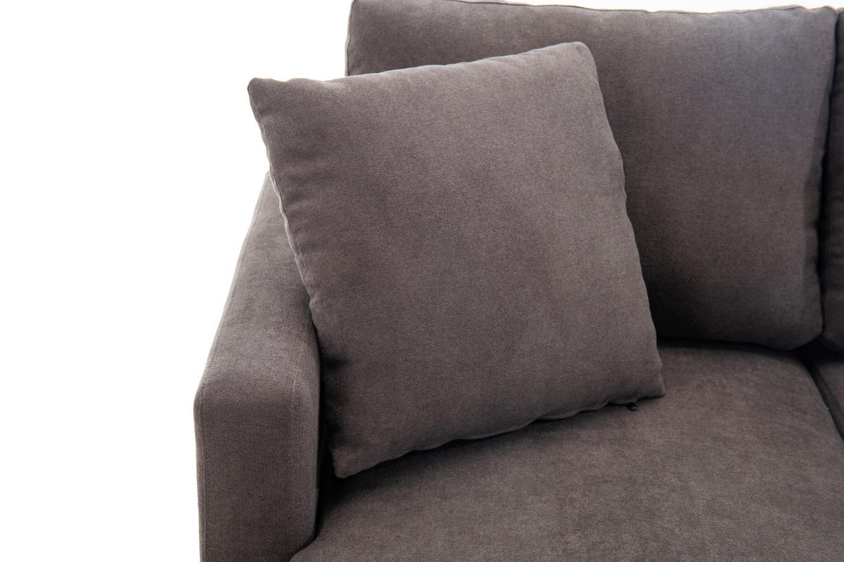 WOHNLANDSCHAFT Dunkelgrau Webstoff  - Dunkelgrau/Schwarz, Design, Holz/Kunststoff (264/88/135,5cm) - Ti'me