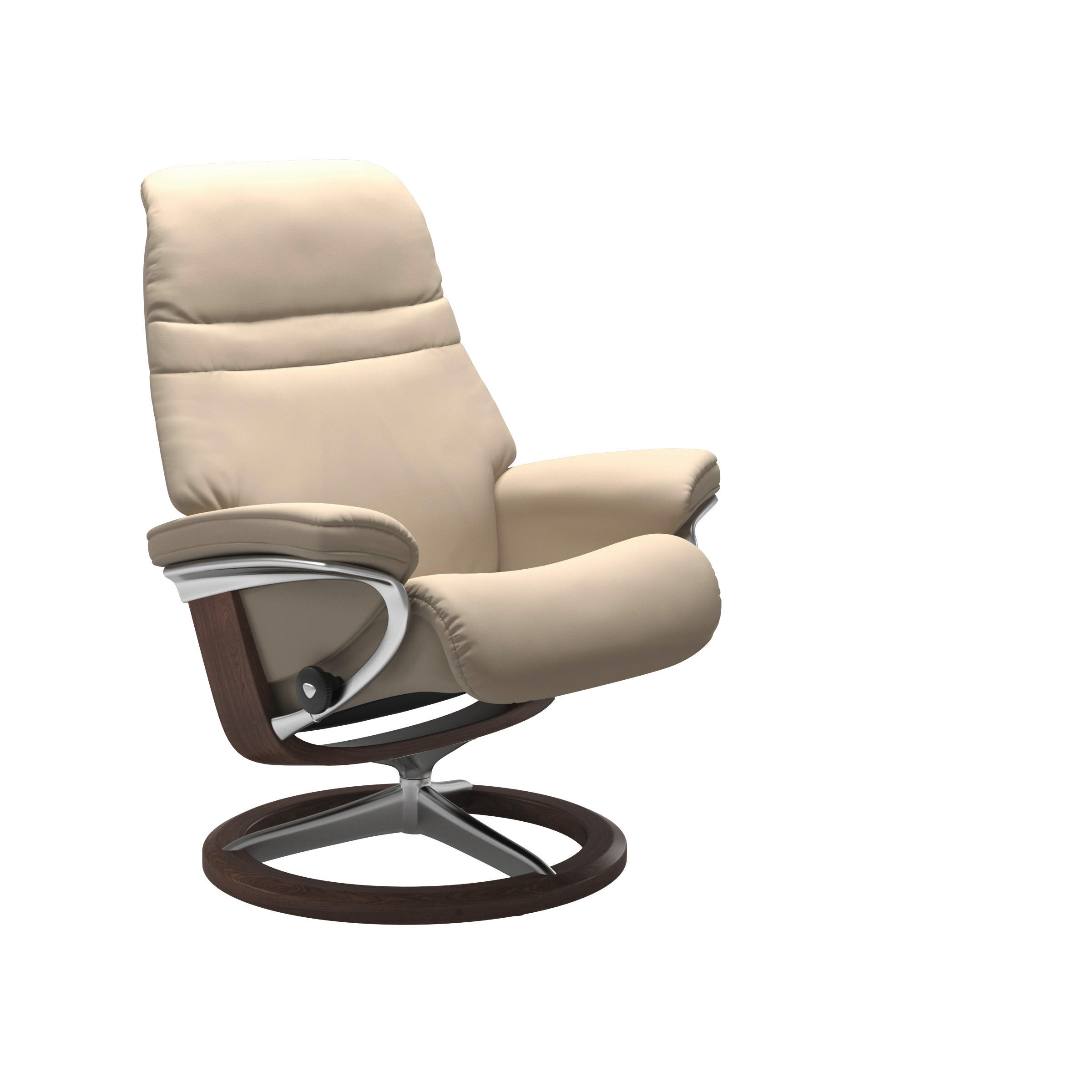 RELAXSESSEL SUNRISE Echtleder Relaxfunktion    - Beige/Walnussfarben, KONVENTIONELL, Leder/Holz (83/105/74cm) - Stressless
