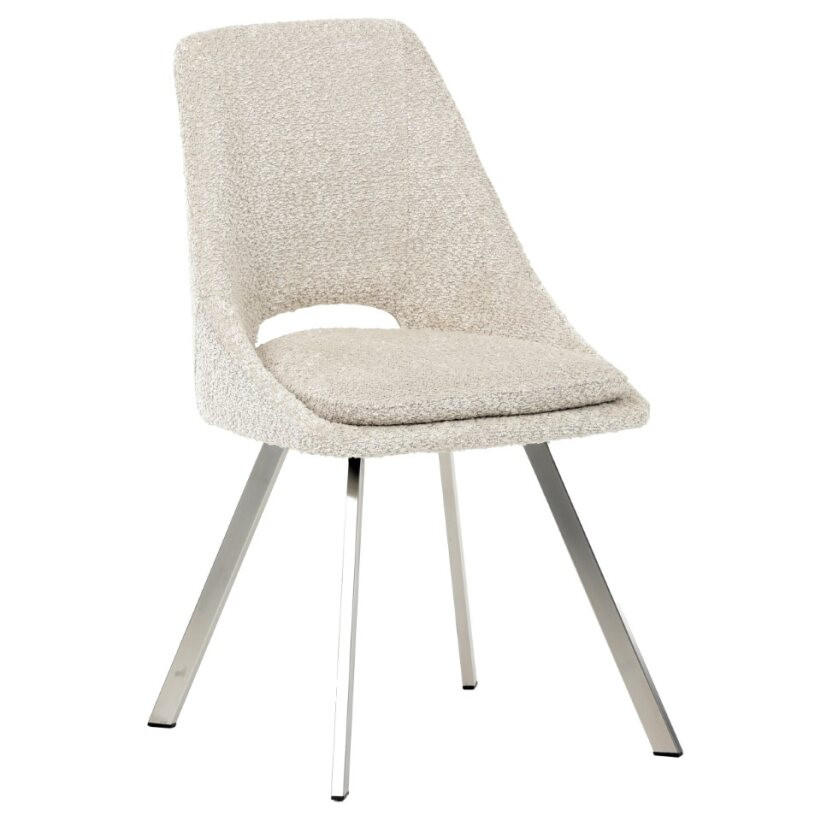 STOLIČKA, 47/85/55 cm - strieborná/béžová, Modern, kov/textil (47/85/55cm) - Carryhome