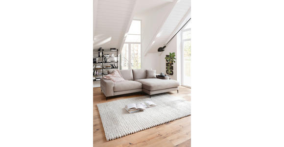 ECKSOFA in Velours Sandfarben 253/177 cm - Sandfarben/Schwarz, Design, Textil/Metall (253/177cm) - Dieter Knoll