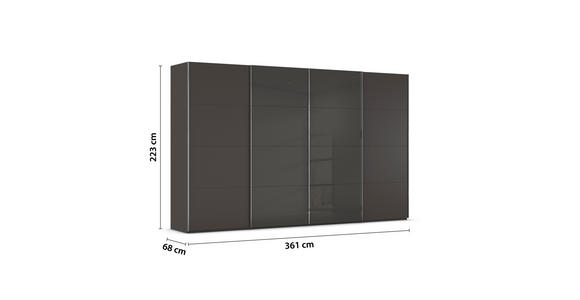 SCHWEBETÜRENSCHRANK 361/223/68 cm 4-türig Graphitfarben  - Chromfarben/Graphitfarben, KONVENTIONELL, Glas/Holzwerkstoff (361/223/68cm) - Novel