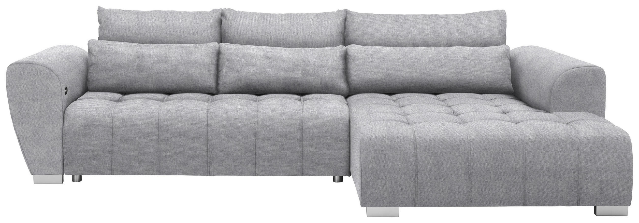 WOHNLANDSCHAFT in Webstoff Hellgrau - Silberfarben/Hellgrau, Modern, Kunststoff/Textil (304/218cm) - Carryhome