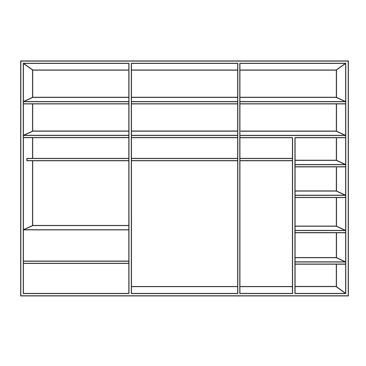 SCHWEBETÜRENSCHRANK 249/222/68 cm 3-türig Weiß  - Alufarben/Weiß, Holzwerkstoff/Metall (249/222/68cm) - Moderano