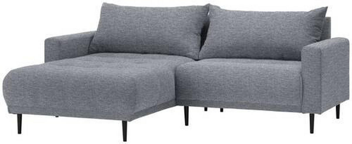 ECKSOFA in Flachgewebe Dunkelgrau  - Dunkelgrau/Schwarz, Design, Holz/Textil (160/215cm) - Stylife