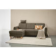 ECKSOFA Braun Flachgewebe Bettkasten, Schlaffunktion, Rücken echt, Kopfstütze, Liegefläche im Originalstoff  - Buchefarben/Braun, KONVENTIONELL, Holz/Textil (166/241cm) - Carryhome
