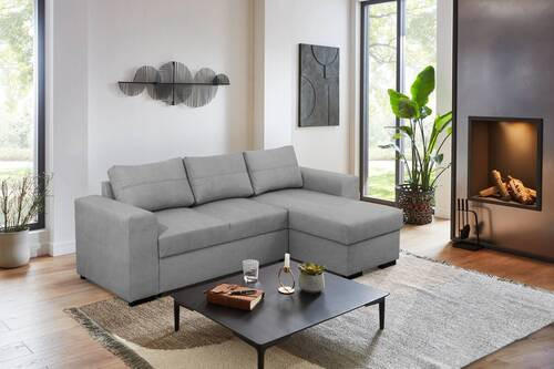 ROHOVÁ SEDAČKA, textil, světle šedá - černá/světle šedá, Konvenční, textil/plast (243/155cm) - Carryhome