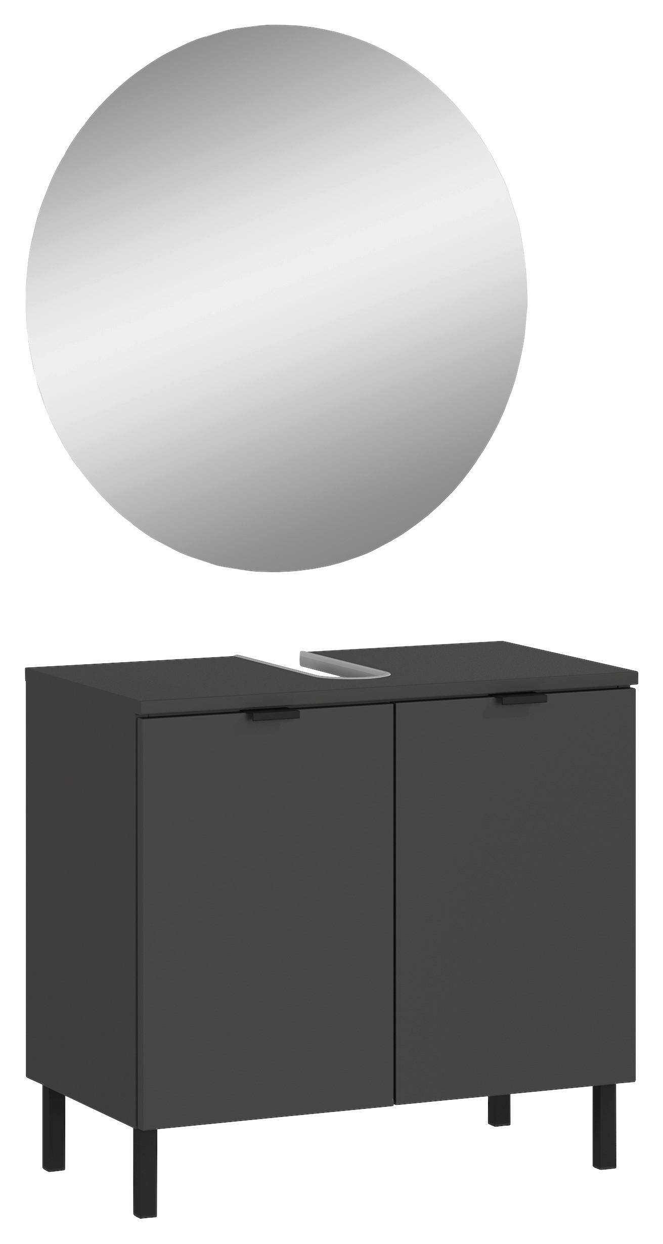 BADEZIMMER 2-teilig  in 60 cm  - Schwarz/Graphitfarben, MODERN, Holzwerkstoff/Metall (60cm) - Germania