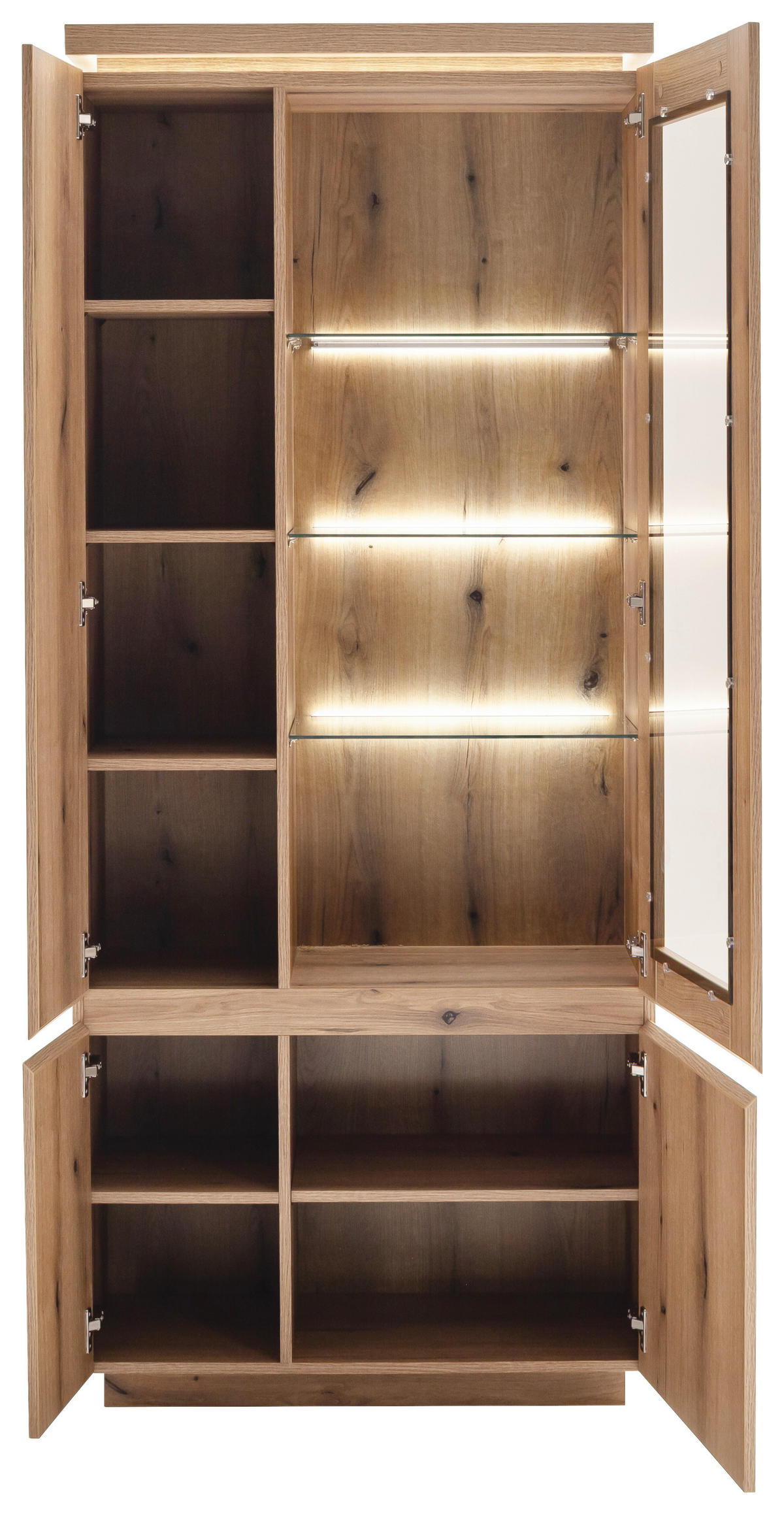 VITRINE Eichefarben, Kaschmir  - Kaschmir/Eichefarben, Design, Glas/Holzwerkstoff (82/197/40cm) - Livetastic