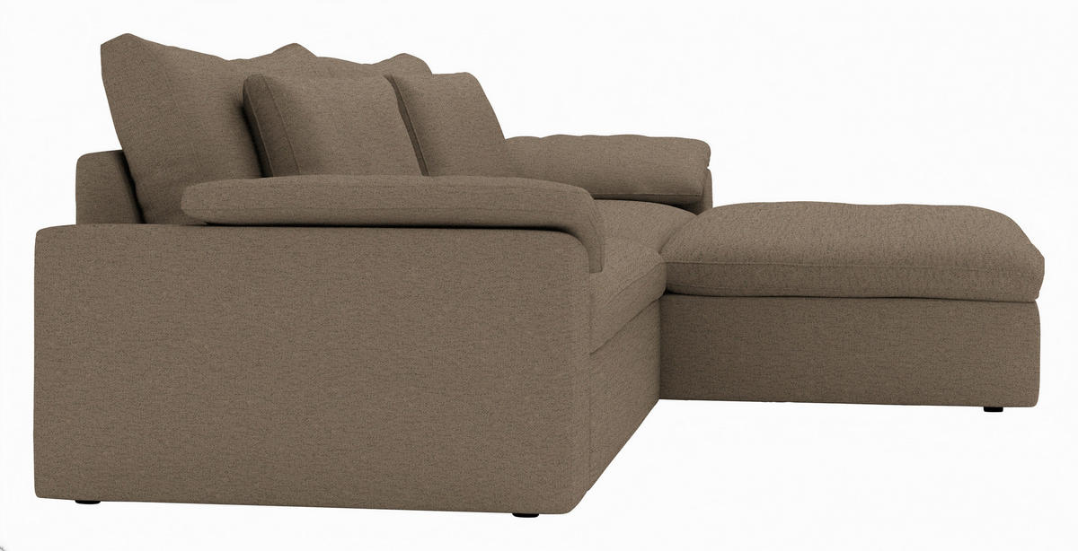 ECKSOFA Flachgewebe Dunkelbraun  - Dunkelbraun/Schwarz, Modern, Kunststoff/Textil (306/198cm) - Carryhome