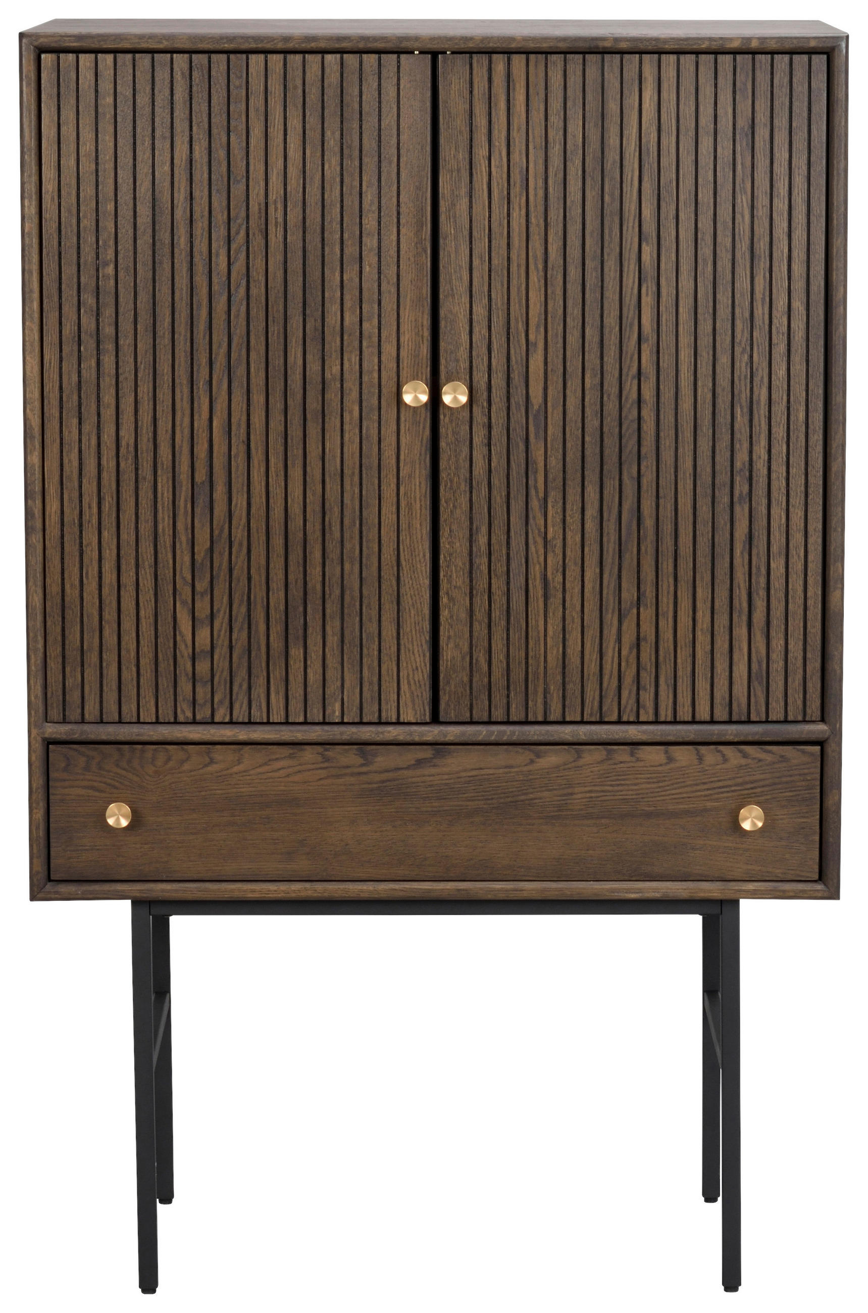 FRISTÅENDE SKÅP 79/125/42 cm  - svart/mörkbrun, Design, metall/trä (79/125/42cm) - Rowico