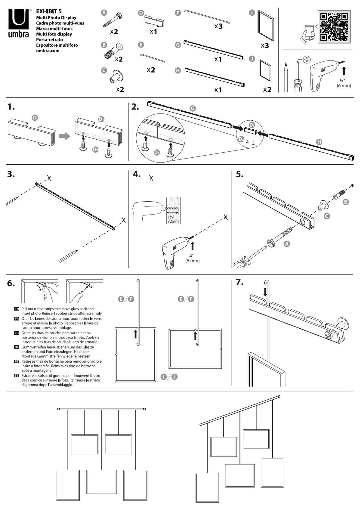 COLLAGERAM 79,4/3,18/69,5 cm  - vit, Design, metall/glas (79,4/3,18/69,5cm) - Umbra